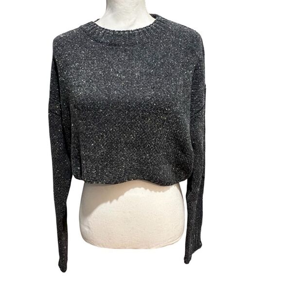 NWT English Factory women's cropped gray shimmer sweater size large - Picture 1 of 8